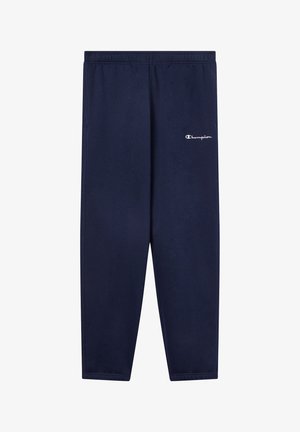Navy Sweatpants aus weichem Stoff, mit einem elastischen Bund, tapered Beinen und einem weißen gestickten Logo am linken Oberschenkel.