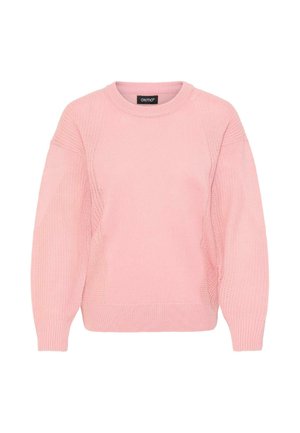 Roosa kudumiskampe, millel on ümmargune kaelus, tekstureeritud külgedega ja pikad varrukad. Materjal on pehme viimistlusega ja vabalt lõigatud.