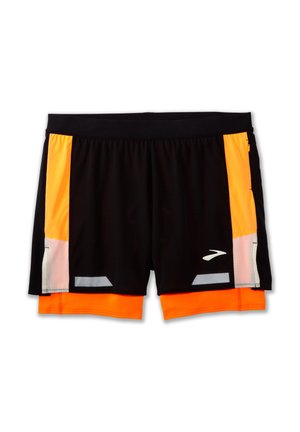 Brooks RUN VISIBLE 5" 2-IN-1 SHORT 2.0 - Sports shorts - black ecru fluoro flash