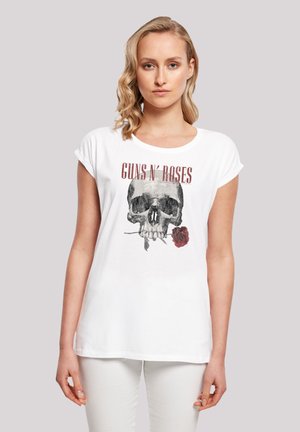 GUNS 'N' ROSES FLOWER SKULL ROCK MUSIK BAND - Print T-shirt - weiß