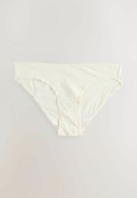 Crèmekleurige katoen slip met een gladde textuur, een lage taille en een golvende randafwerking. Heeft een standaard snit voor comfort en pasvorm.