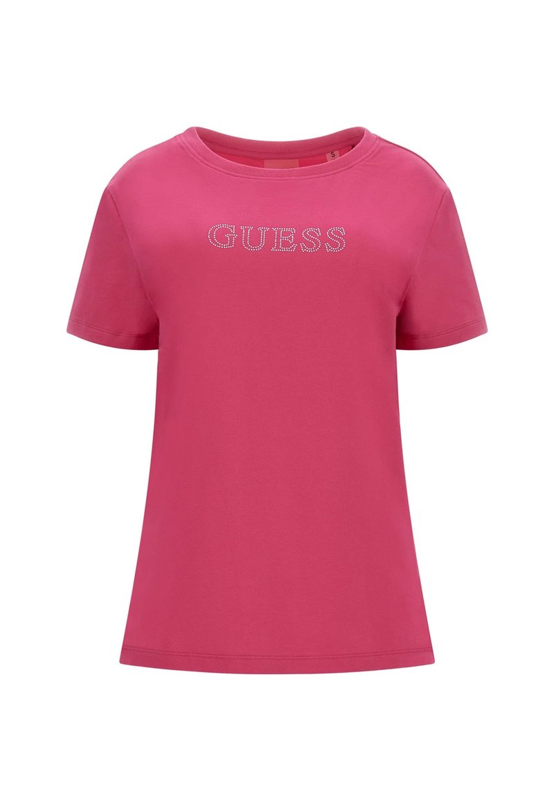 Guess MIT STRASSLOGO VORN - Marškinėliai su spaudiniu - fuchsia