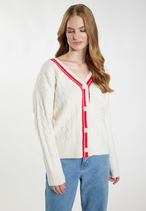 DreiMaster, DREIMASTER STRICKJACKE - Cardigan - wollweiss rot