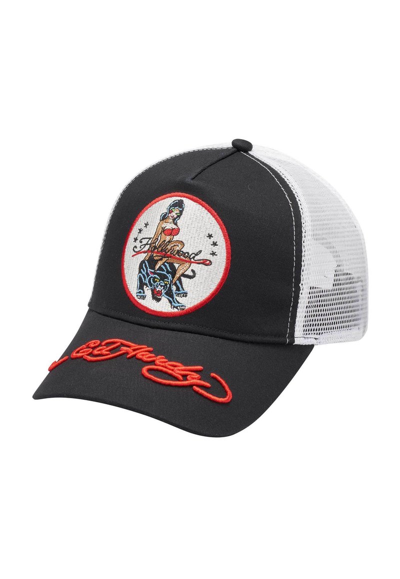 Ed Hardy - UNISEX SIREN BADGE TWILL FRONT   - Cap - black white, Enlarge