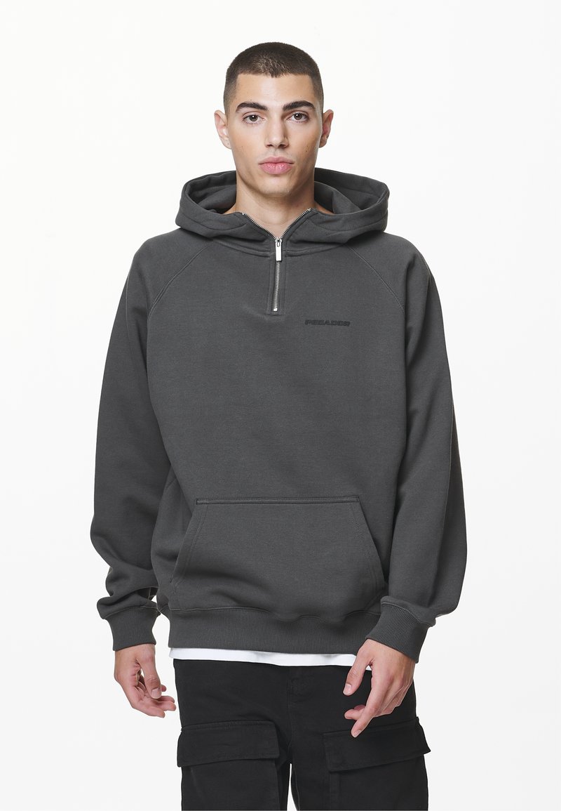 Pegador LOGO OVERSIZED HALF ZIP HOODIE - Kapucni - washed volcano grey