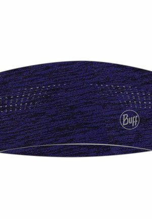 Dark blue textured fabric headband with small ventilation holes and a white Buff logo on the right side.