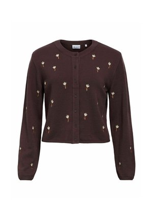Object, CARDIGAN EMBROIDERED - Chaqueta de punto - seal brown