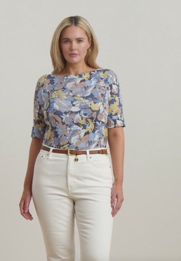 JUDY FLORAL STRETCH COTTON BOATNECK TEE - Print T-shirt2