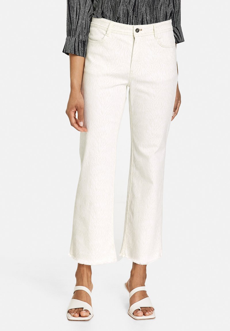 Taifun MIT PRINT KICK FLARED Flared Jeans light creme gemustert