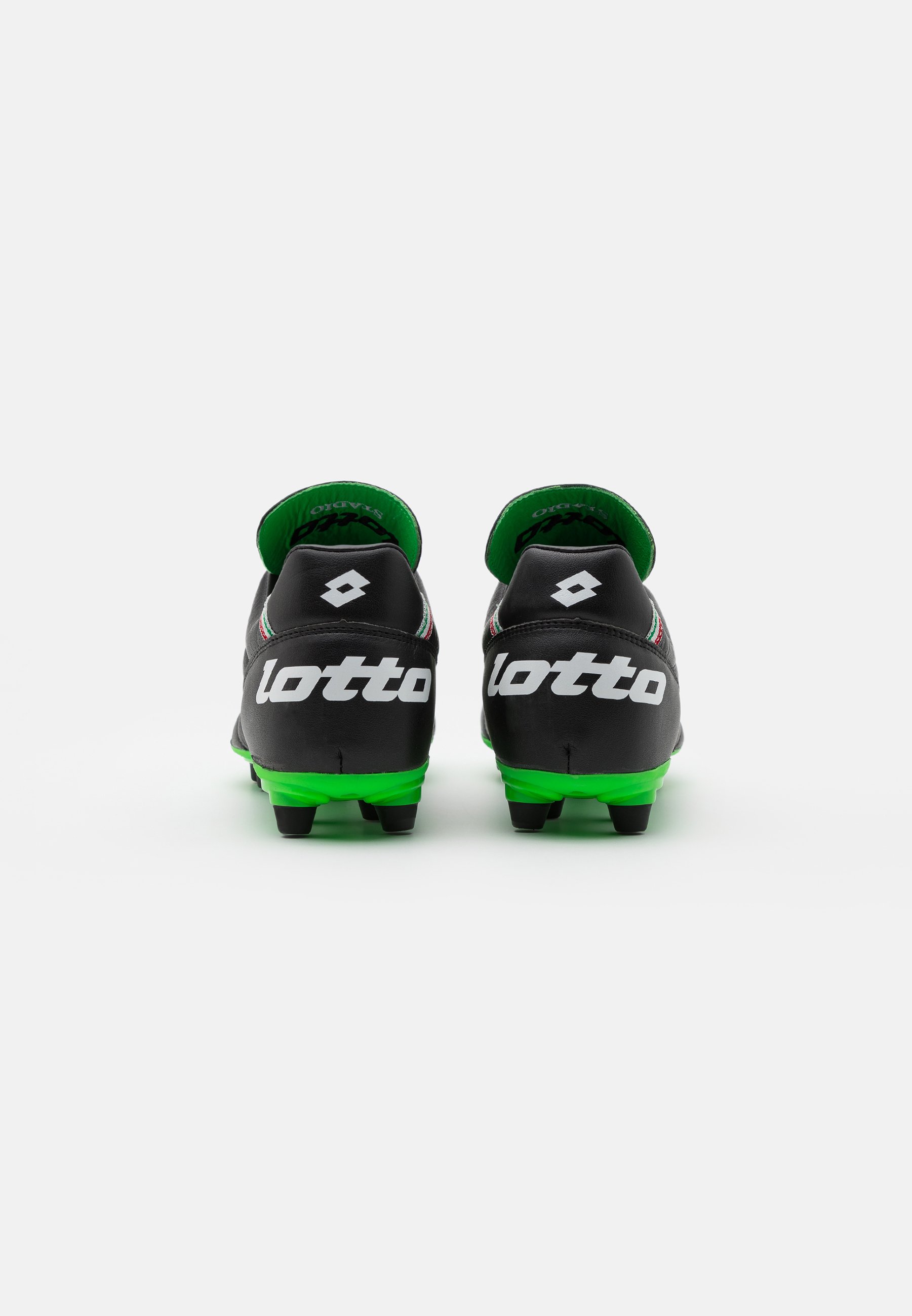 Lotto STADIO OG II FG - Voetbalschoenen met kunststof noppen - all  black/spring green/zwart - Zalando.be