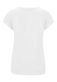 Witte T-shirt met korte mouwen, ronde hals en een relaxte pasvorm. Gladde stof met een effen textuur en zonder zichtbare patronen of versieringen.