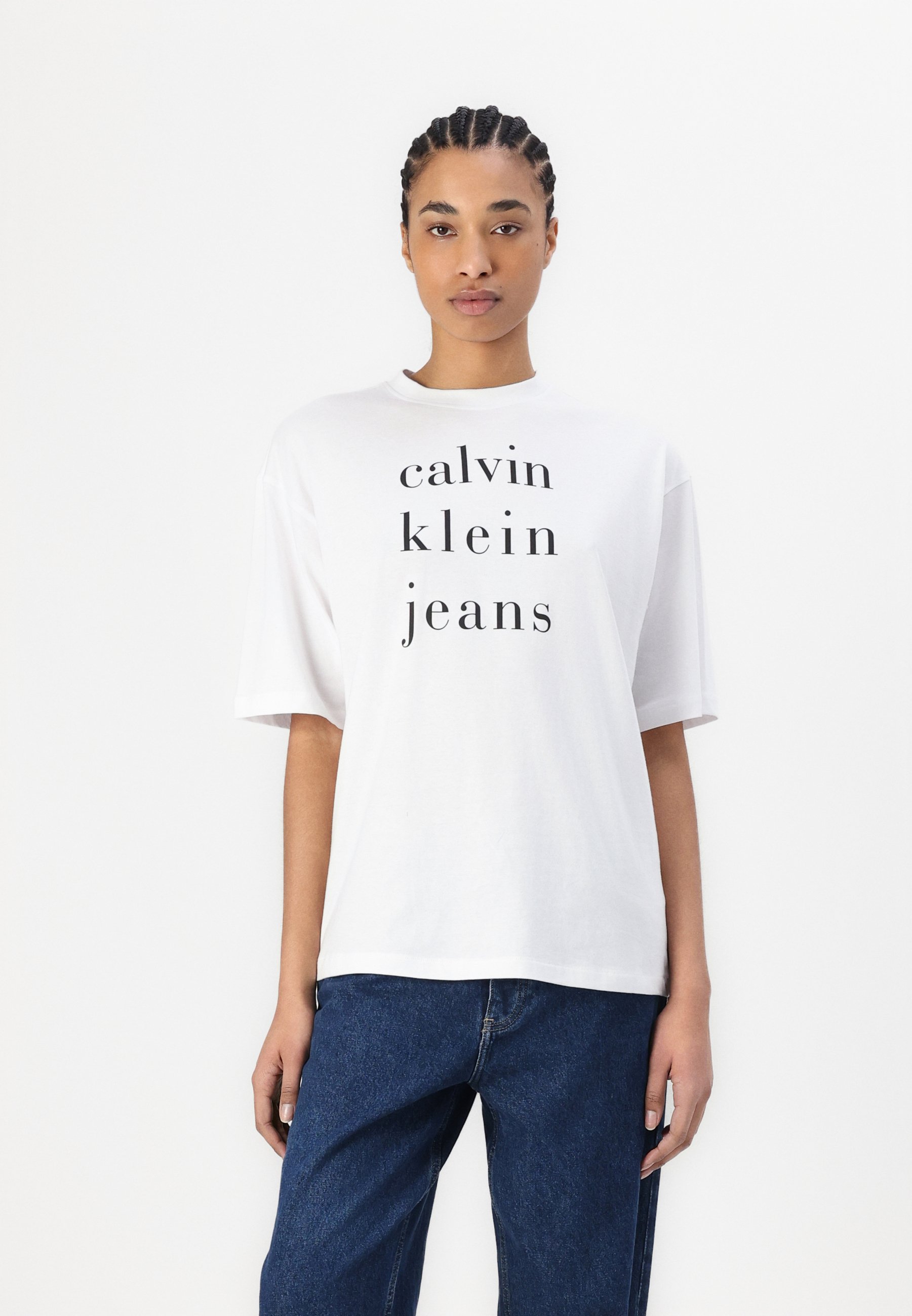 White Calvin Klein Maglia Bianca Calvin Klein Jeans LOGO TEE T