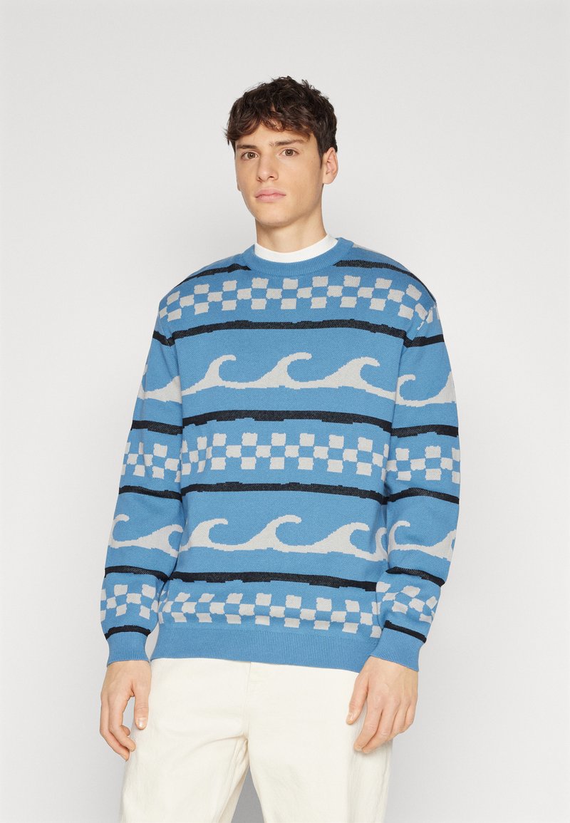 Santa Cruz CHECK WAVE CREW UNISEX - Pullover - dusty blue/bleu - ZALANDO.FR