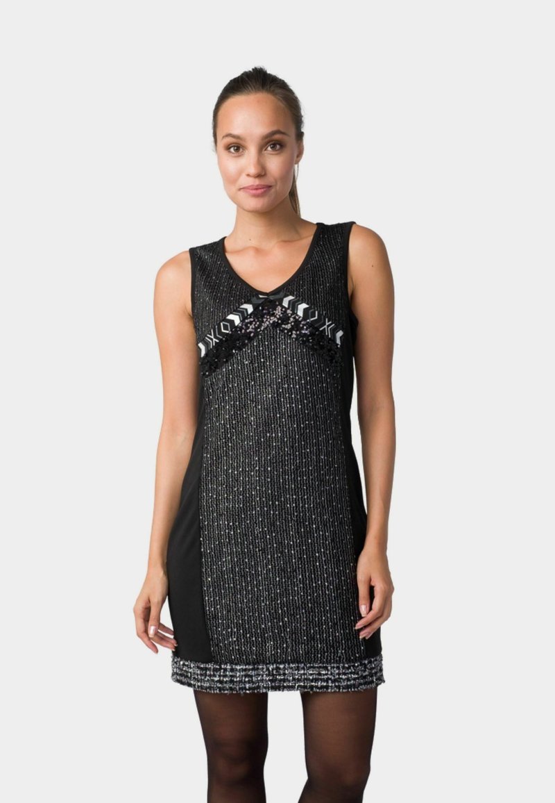 Koroshi VESTIDO COMBINADO ABALORIOS - Vestito elegante - black