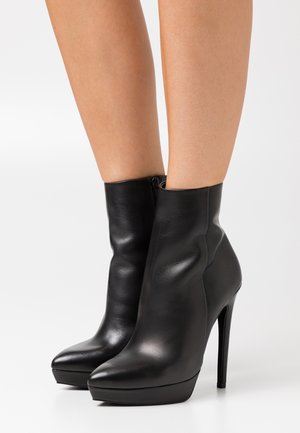LEATHER - Bottines à talons hauts - black