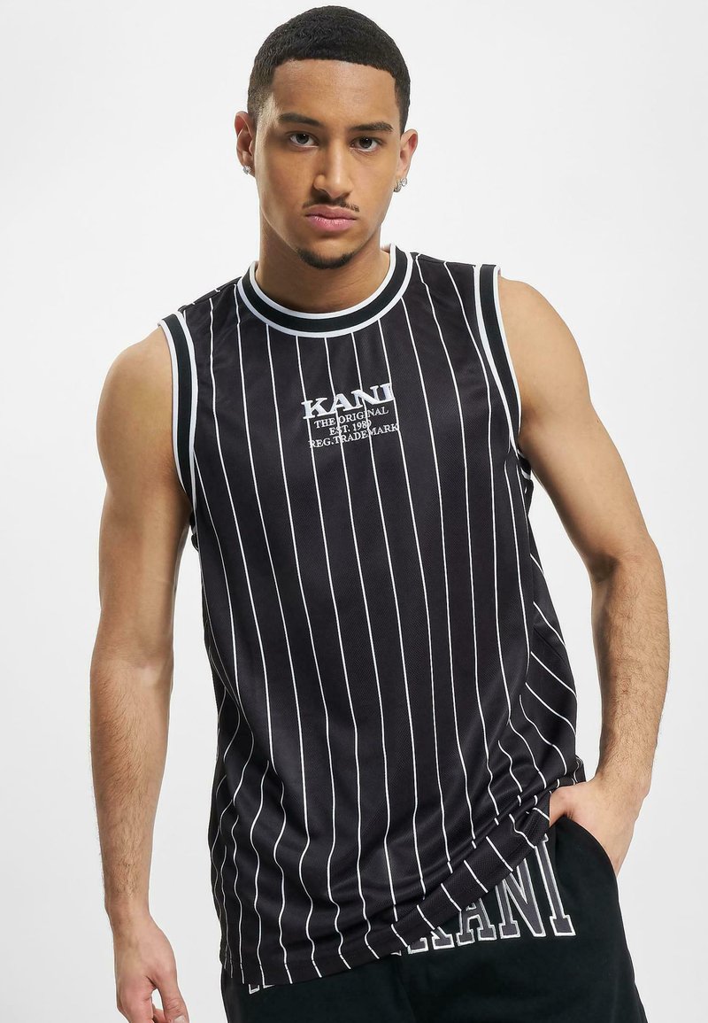 Karl Kani RETRO PINSTRIPES BASKETBALL TANK - Top - black white/černá ...