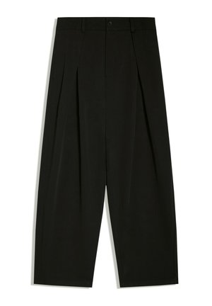 Bershka, PLEATED BAGGY - TROUSERS - Bukser - black