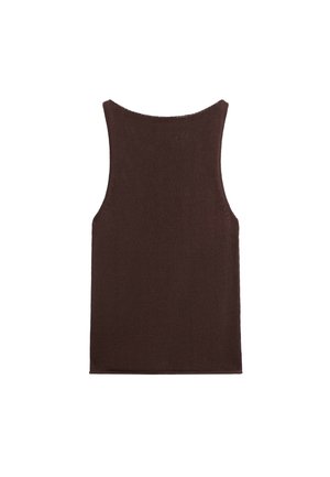Massimo Dutti, FINE-KNIT HALTER TOP - Top - mottled dark brown