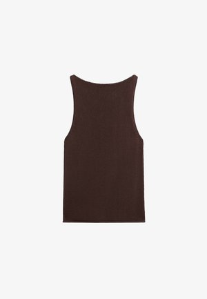Massimo Dutti, FINE-KNIT HALTER TOP - Top - mottled dark brown