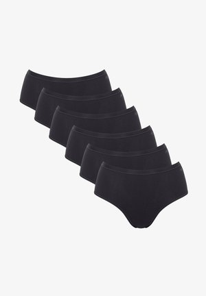 Sæt med sorte bomuldsunderbukser, der har en mid-rygstigning med glatte elastiske linninger, diskret syede kanter og en blød tekstur.