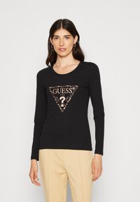 Guess LEO TRIANGLE TEE - Pitkähihainen paita - jet black
