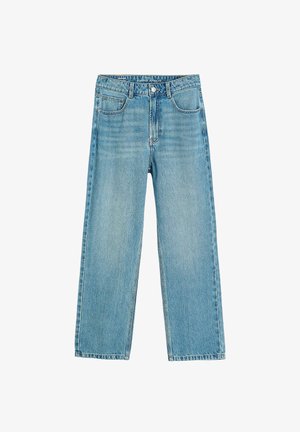 Jasnoniebieskie jeansy o prostych nogawkach, z przednimi kieszeniami, szlufkami na pasek i zapięciem na guzik, rozmiar 36.