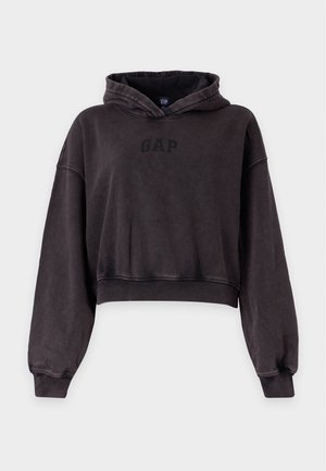 GAP, LOGO CROPPED - Kapuzenpullover - black