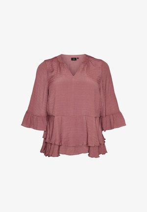 Zizzi, BLUSE MIT 3/4-ÄRMELN UND RÜSCHENDETAILS - Bluse - rot