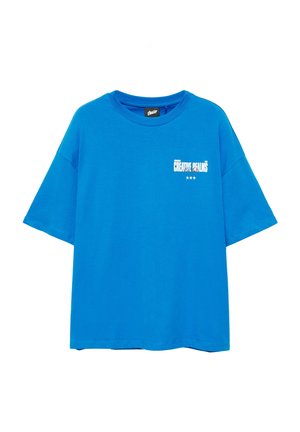 PULL&BEAR, SHORT SLEEVE WITH CREATIVE REALMS GRAPHIC - T-SHIRT - T-shirts print - blue