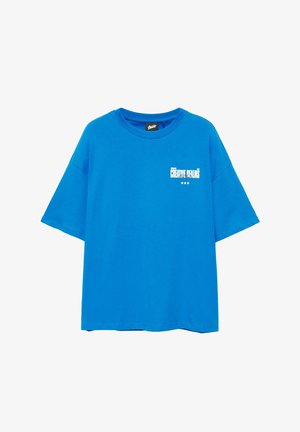 PULL&BEAR, SHORT SLEEVE WITH CREATIVE REALMS GRAPHIC - T-SHIRT - T-shirt imprimé - blue