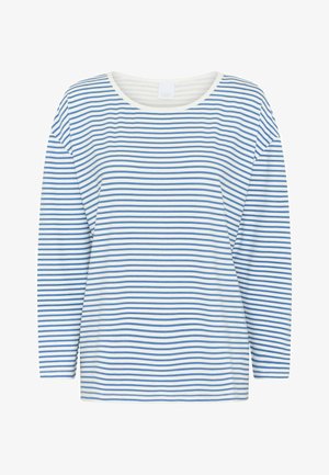 Gestreepte lange mouw top van zachte katoen, met horizontale blauwe en witte strepen, ronde halslijn en een losse pasvorm.