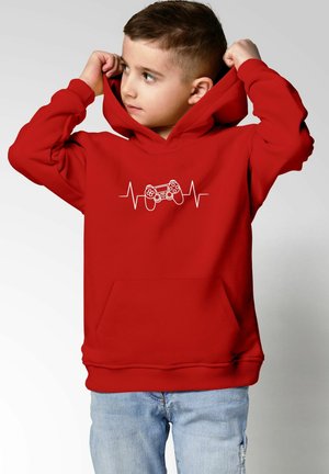 MoonWorks GAMING GAMER ZOCKEN HERZSCHALG KONSOLE - Kapuzenpullover - rot
