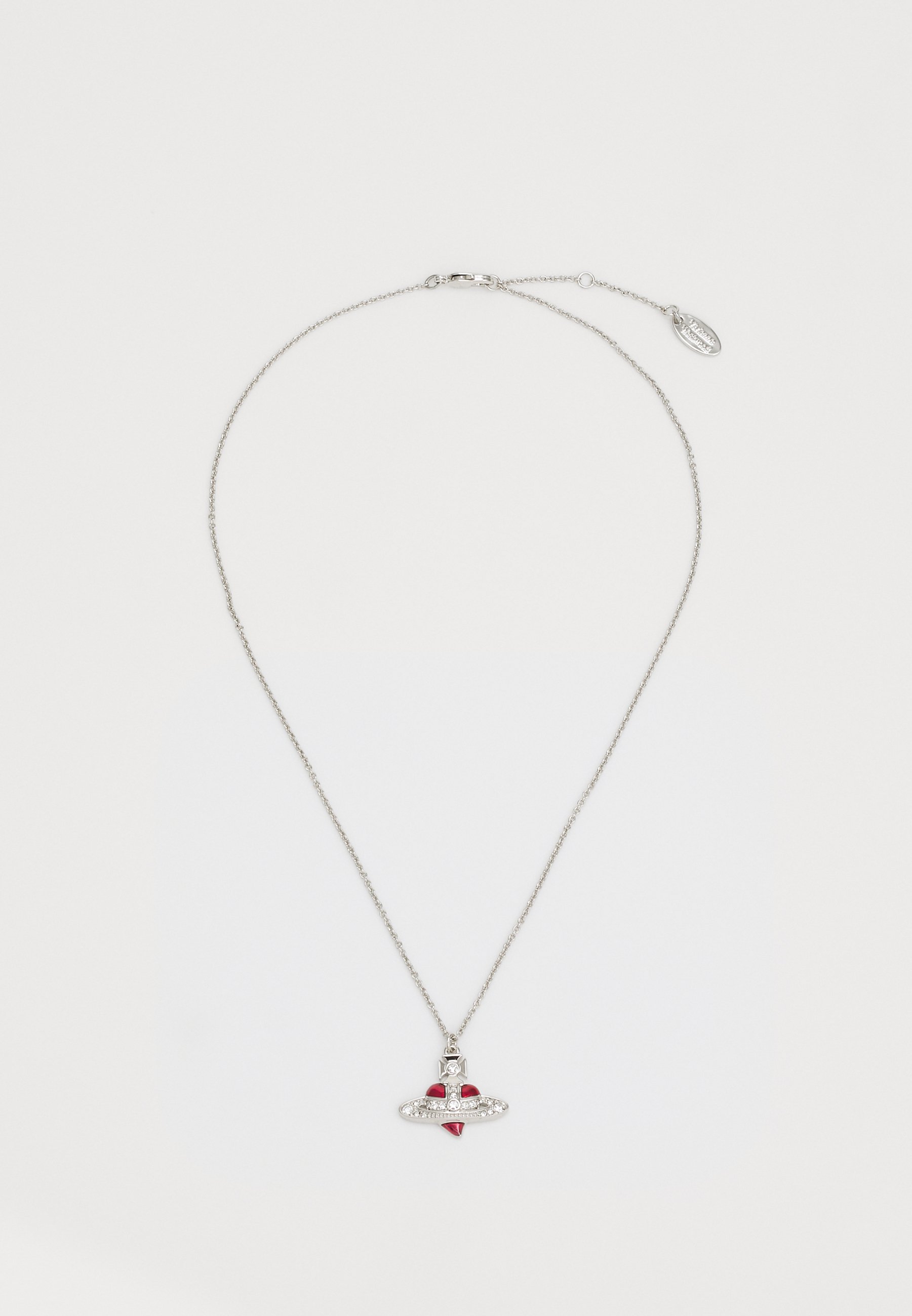 Vivienne Westwood NEW DIAMANTE HEART PENDANT Necklace platinum