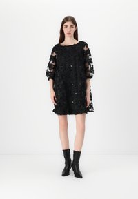 VILA VIFLORA BOATNECK SHORT DRESS - Φόρεμα ημέρας - black beauty
