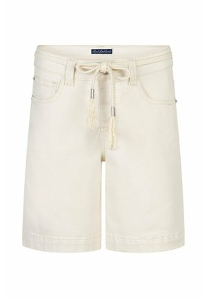 Ecru casual shorts met steekzakken aan de voorkant en een gevlochten koordriem gestrikt in de taille, merklabel aan de binnenkant van de tailleband.