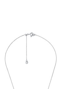 Srebrny naszyjnik z łańcuszka z zapięciem typu lobster, regulowana długość z małym okrągłym charms wyniku, polerowana faktura, minimalistyczny design.
