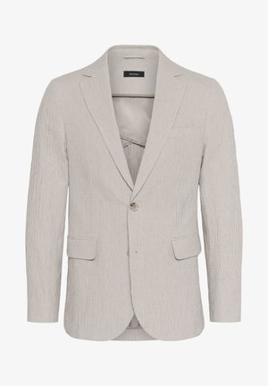 Heledad hall värvitud bleiser, millel on ühekohaline kinnihoidmine, klapiga krae, kaks eesmist taskut ja tekstureeritud kangas. Omab kitsast lõiget.