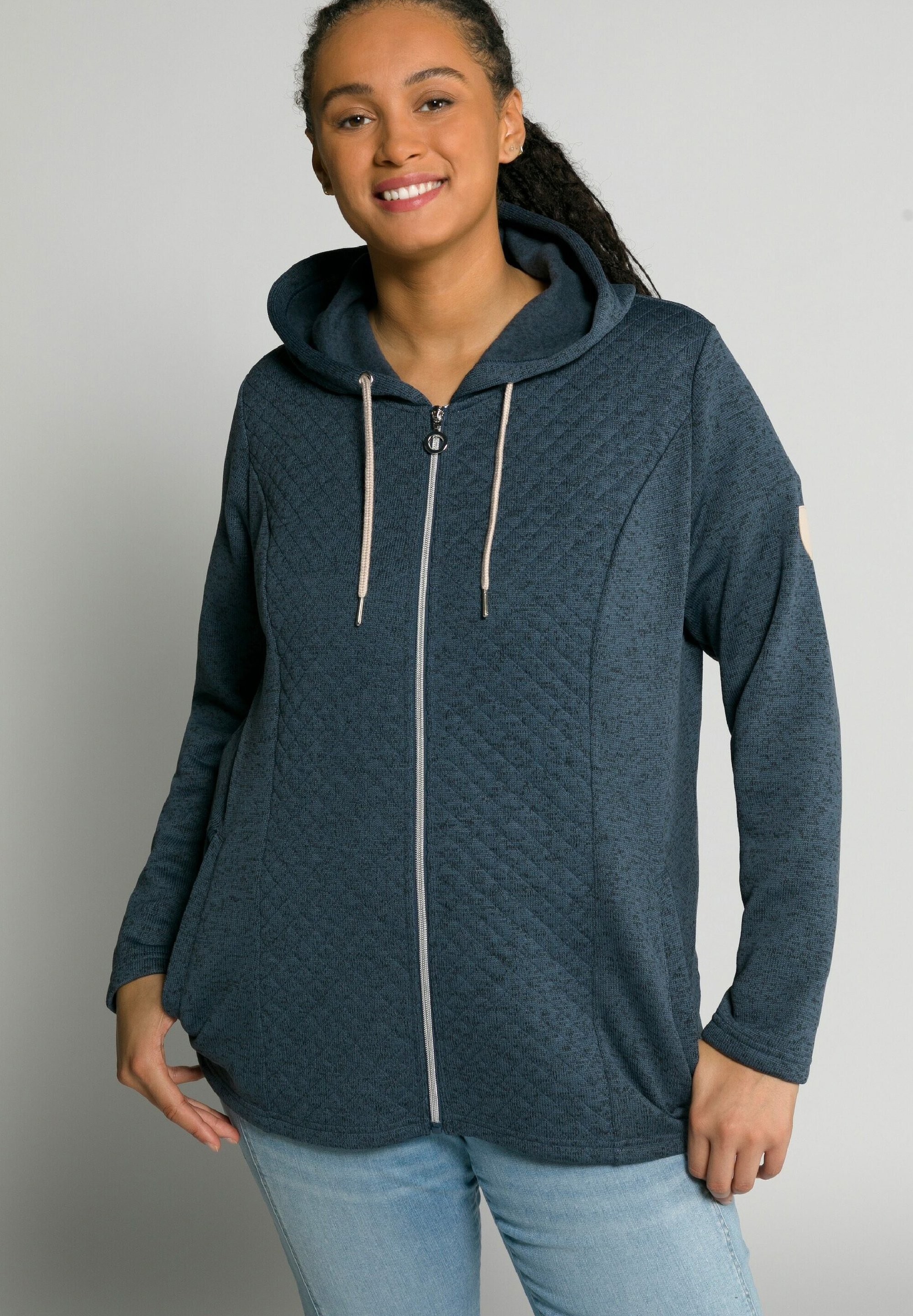 Ulla Popken Sweatjacke Sweatjacke Ndgo-Färbung A-Lne Offene Form