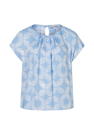 BEDRUCKTE KURZARM - Bluse - skyblue/offwhite