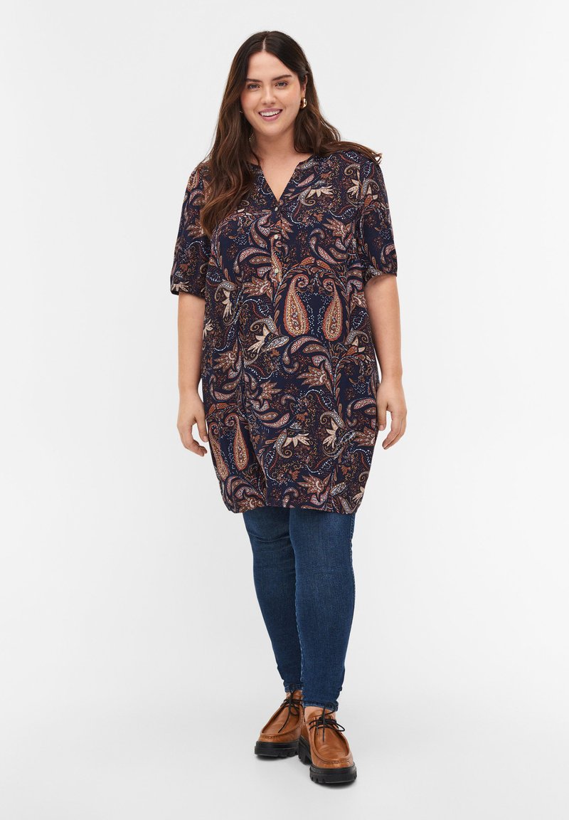 Damen Freizeitkleider | Zizzi Freizeitkleid paisley aop/braun - KU63557 Damen Freizeitkleider | Zizzi Freizeitkleid paisley aop/braun - KU63557