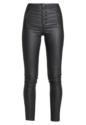 ONLY ONLROYAL COATED BUTTON PANT - Παντελόνι - black