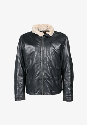 Freaky Nation Veste en cuir - black beige