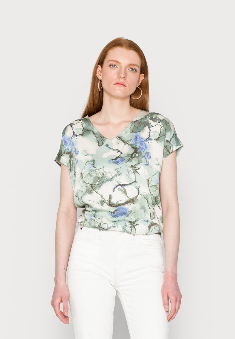 mine to five TOM TAILOR BLOUSE EASY SHAPE - Blusa - beige green marble design