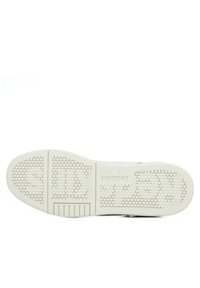 Suola di scarpa in gomma con superficie texture, dotata di dettagli a motivo circolare, colore bianco e marchi del brand "redskins 1960."