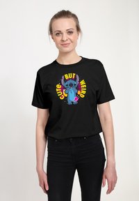Henry Tiger DISNEY STITCH CUTE BUT WEIRD - Triko s potiskem - black