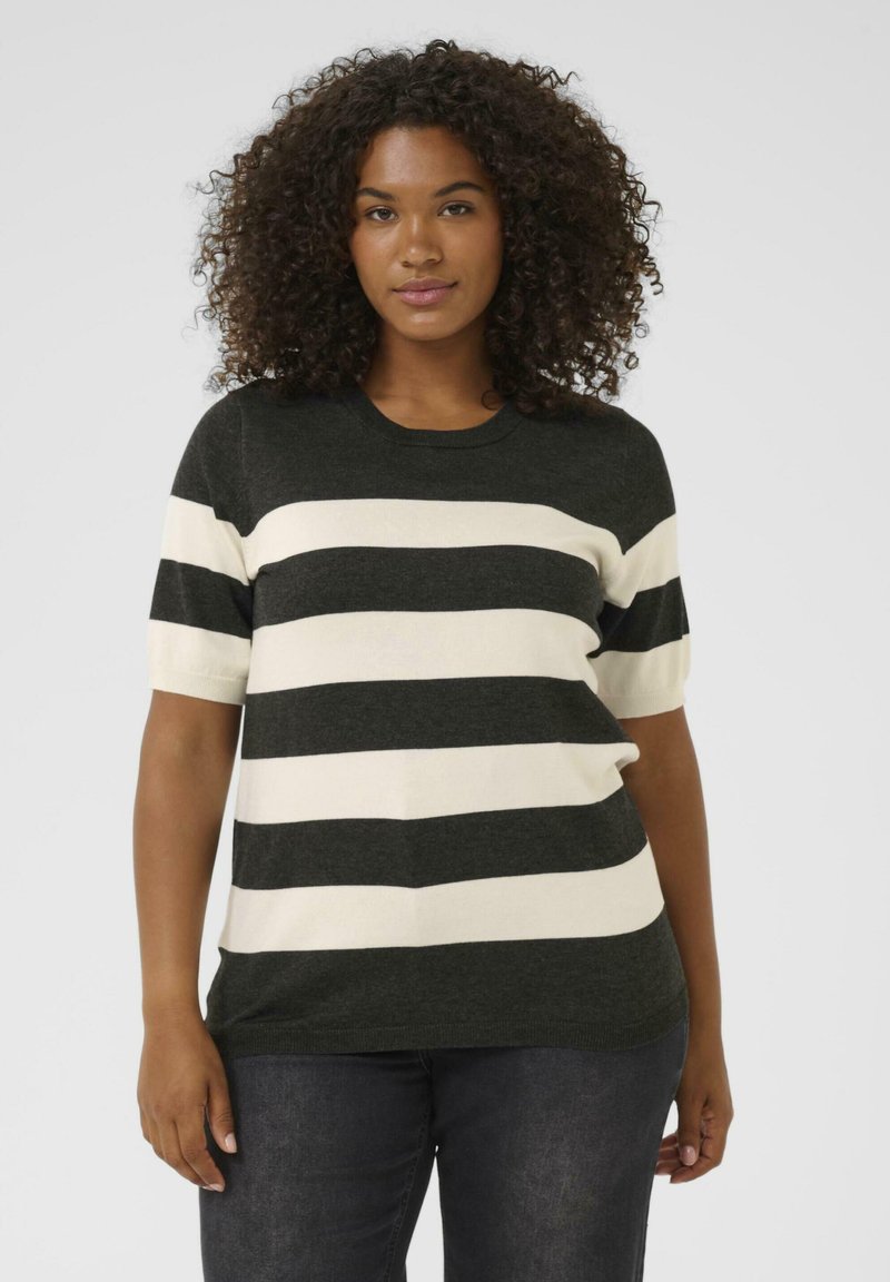 Kaffe Curve LIZZY STRIPED - Triko s potiskem - dgm turtledove wide stripe