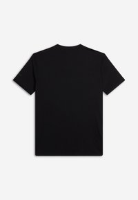 T-shirt nera a maniche corte realizzata in tessuto morbido. Collo rotondo con una superficie liscia. Design semplice senza loghi o motivi.