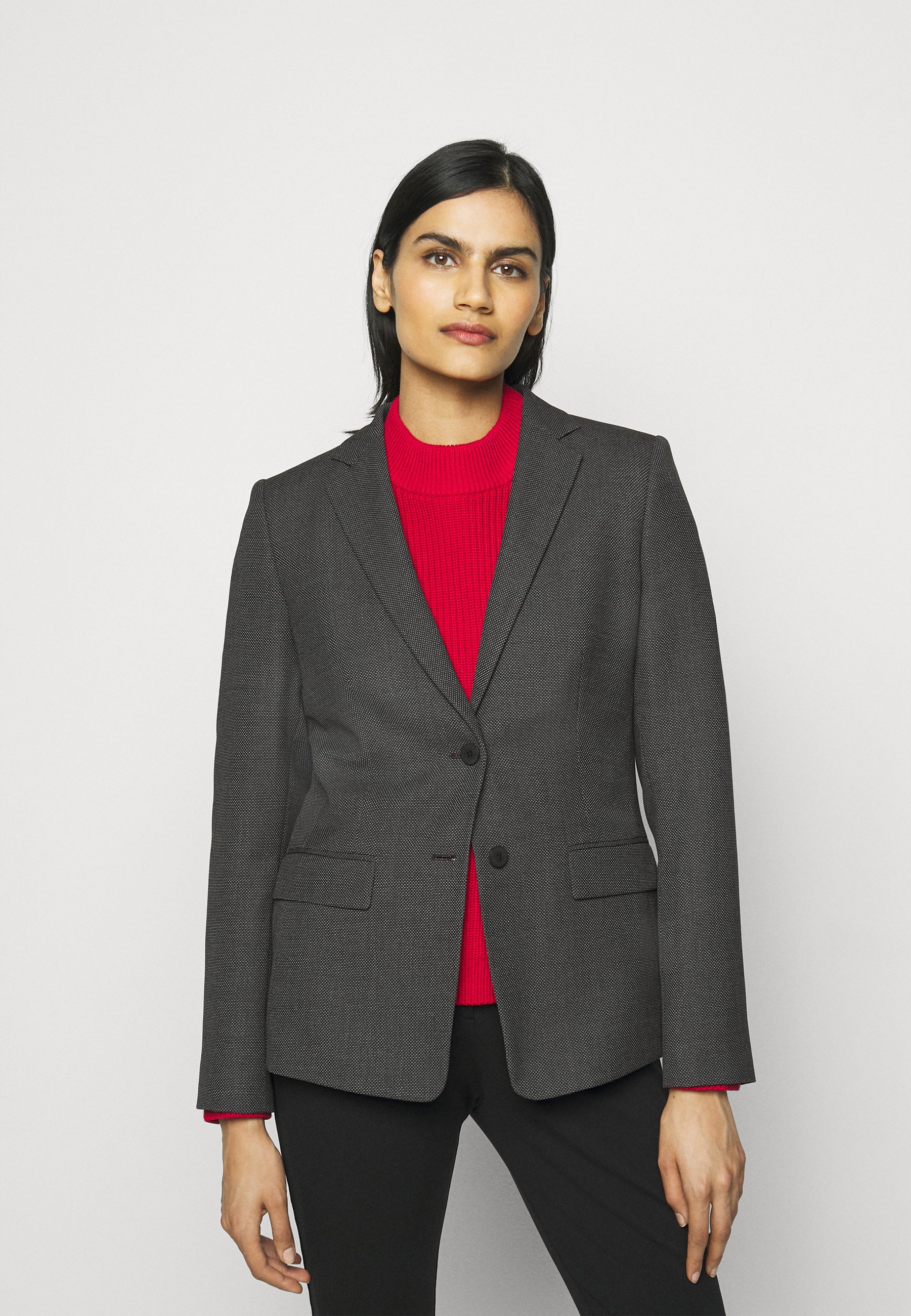 gray long blazer