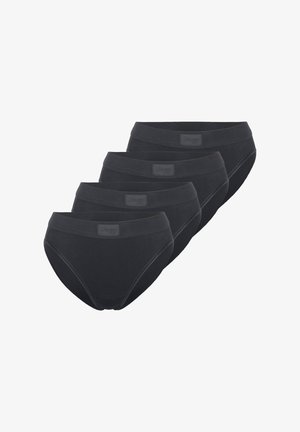 Ensemble de lingerie pour femmes noires comprenant quatre paires, fabriqué à partir d'un tissu doux avec une taille lisse et un léger élastique.