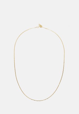 Colar de corrente banhado a ouro com um design delicado e texturizado. Apresenta um fecho simples e um perfil fino e plano para um look minimalista.